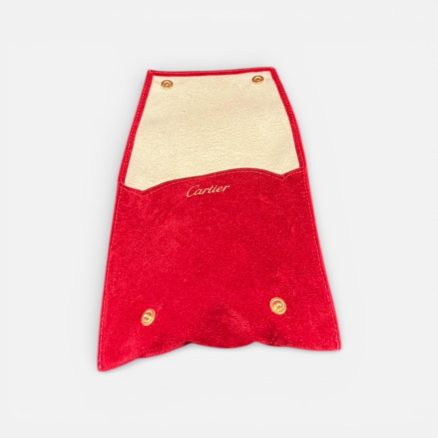 Cartier Red and Cream Suede Jewelry /Watch Pouch