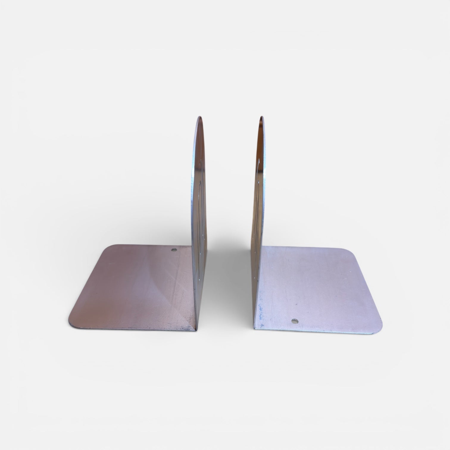 A Pair of Vintage Spectrum Designs Silver Arch Metal Bookends 5.5"