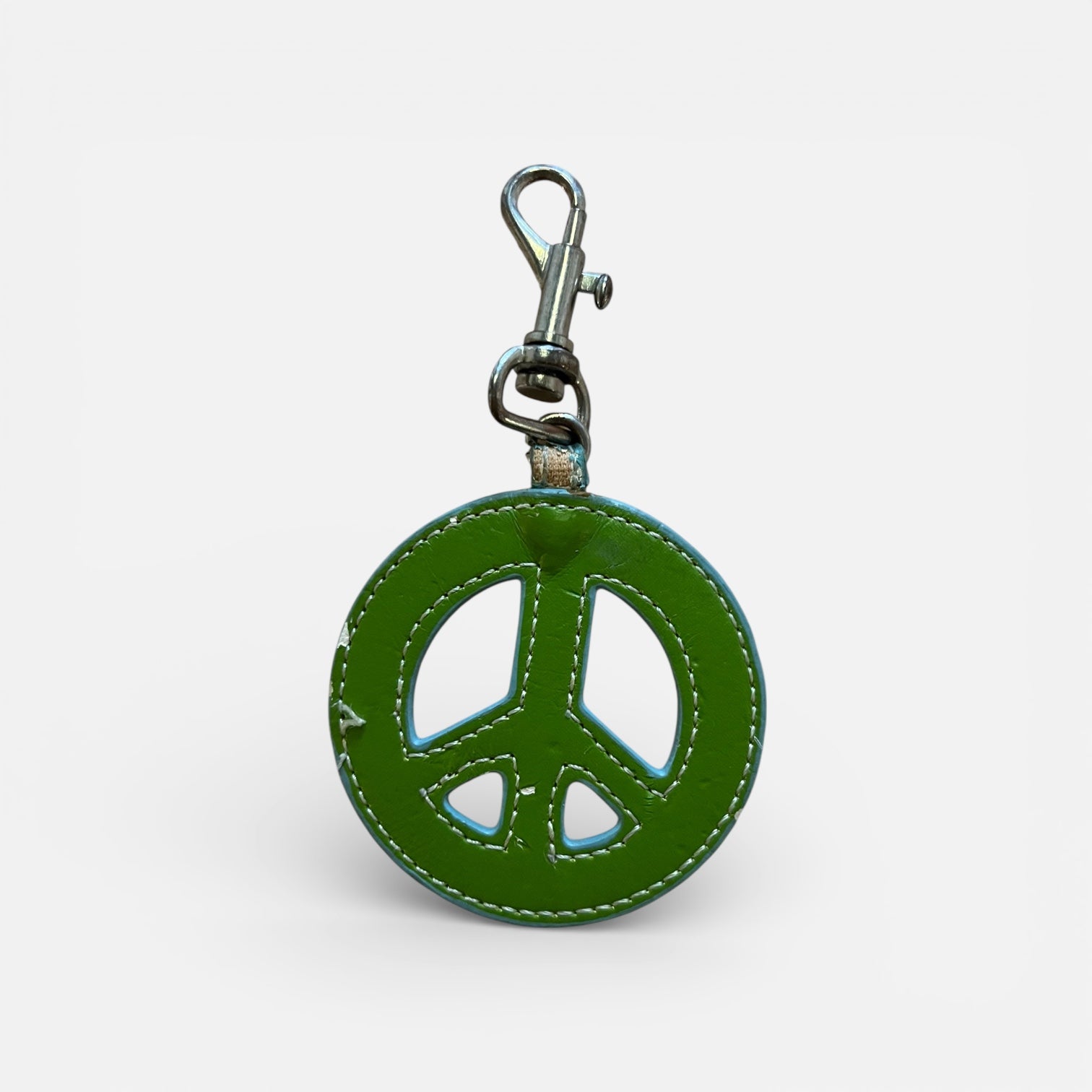 Peace Green/Blue Leather Keychain