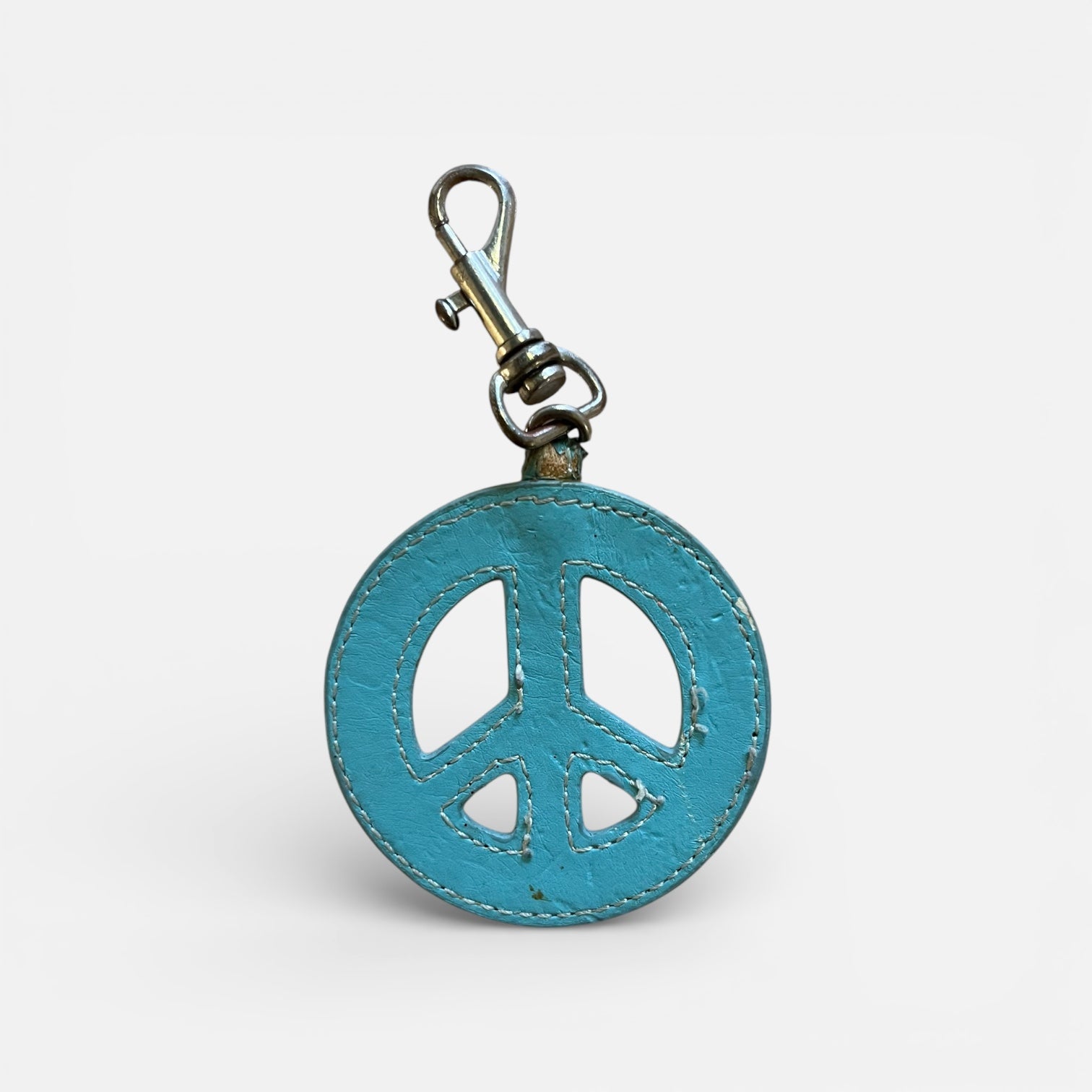 Peace Green/Blue Leather Keychain