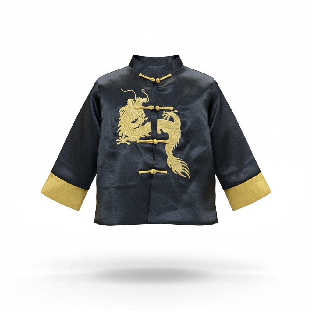 Toddler Boy Embroidered Silk Satin Kung Fu Outfit 2Pcs Set Size: 6T