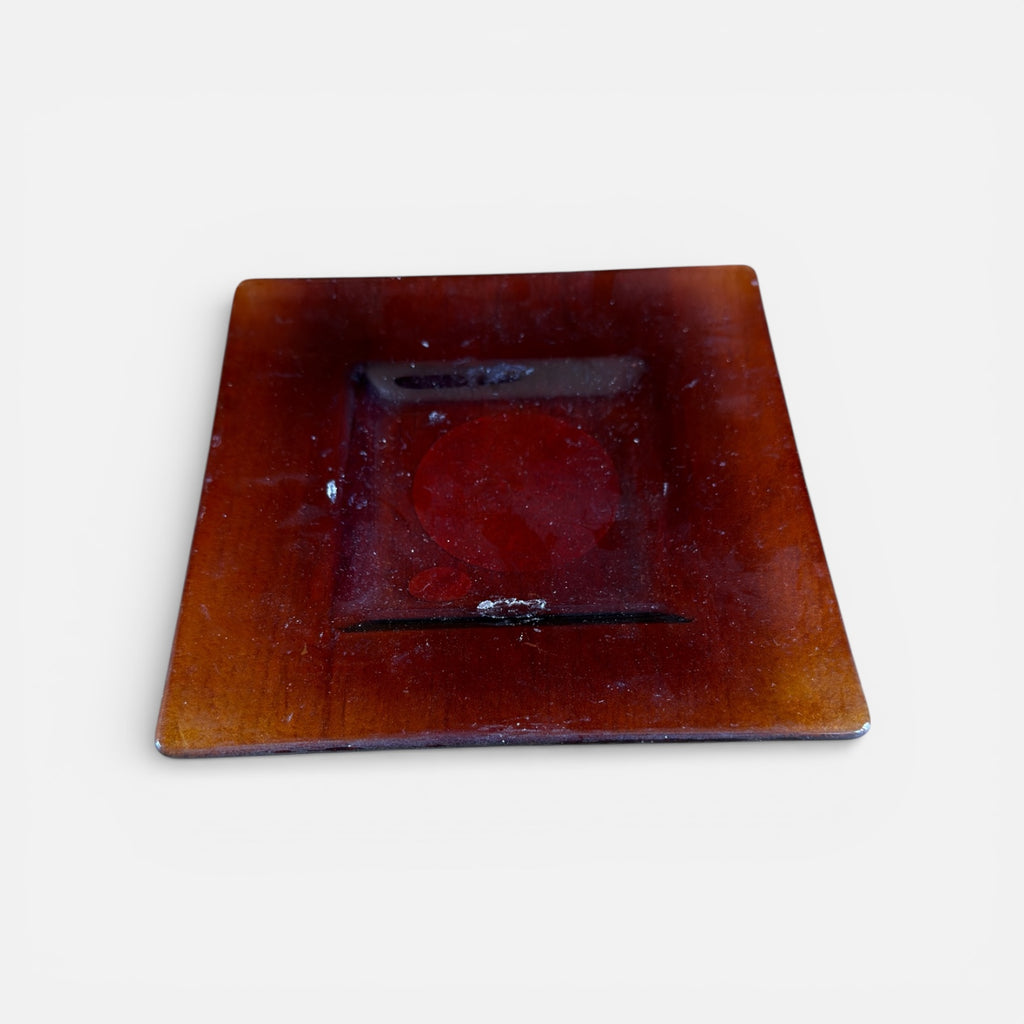 Amber Glass Candle Holder 5.5" x 5.5"
