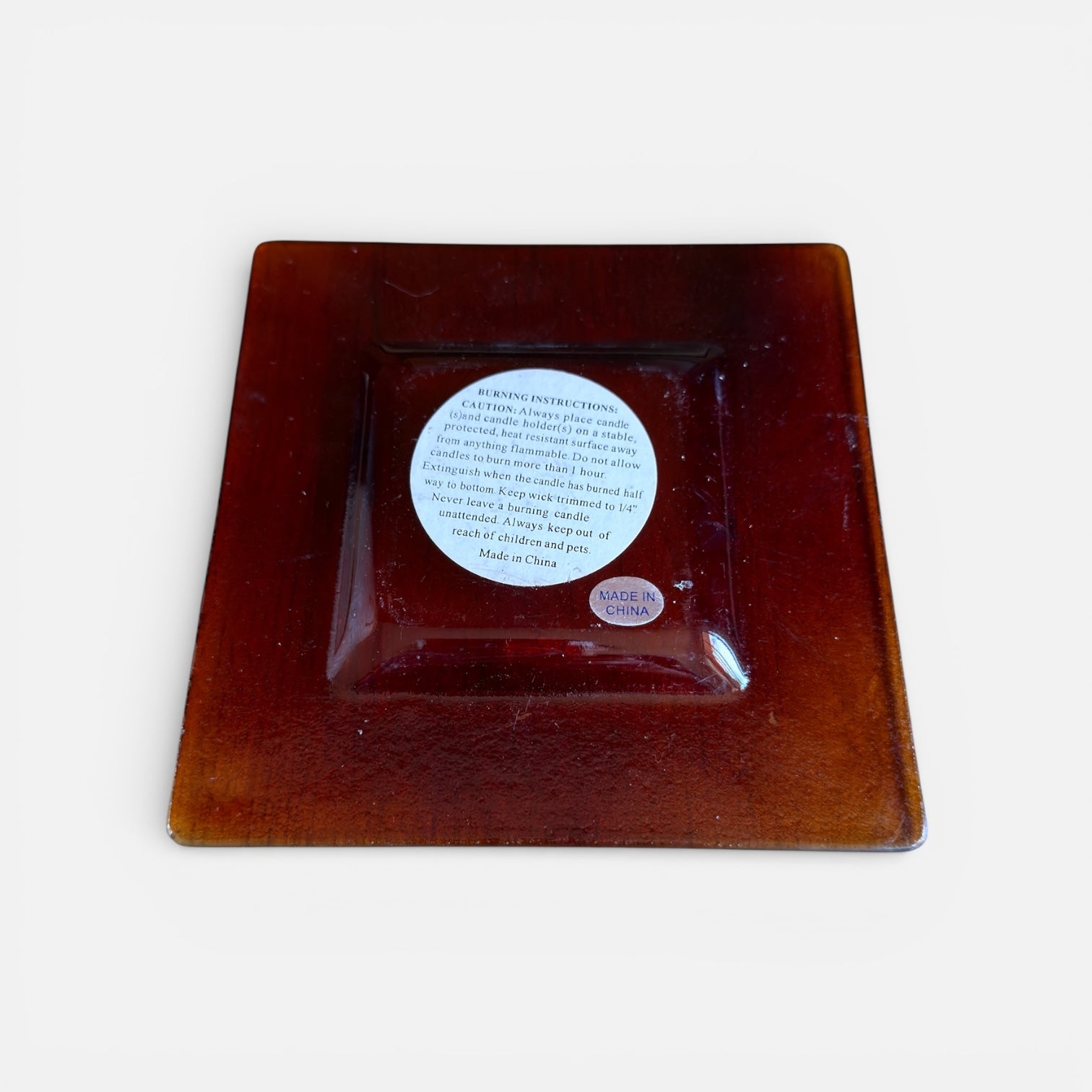 Amber Glass Candle Holder 5.5" x 5.5"
