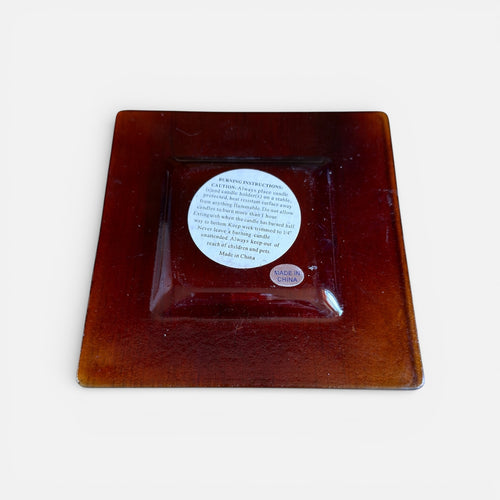 Amber Glass Candle Holder 5.5" x 5.5"