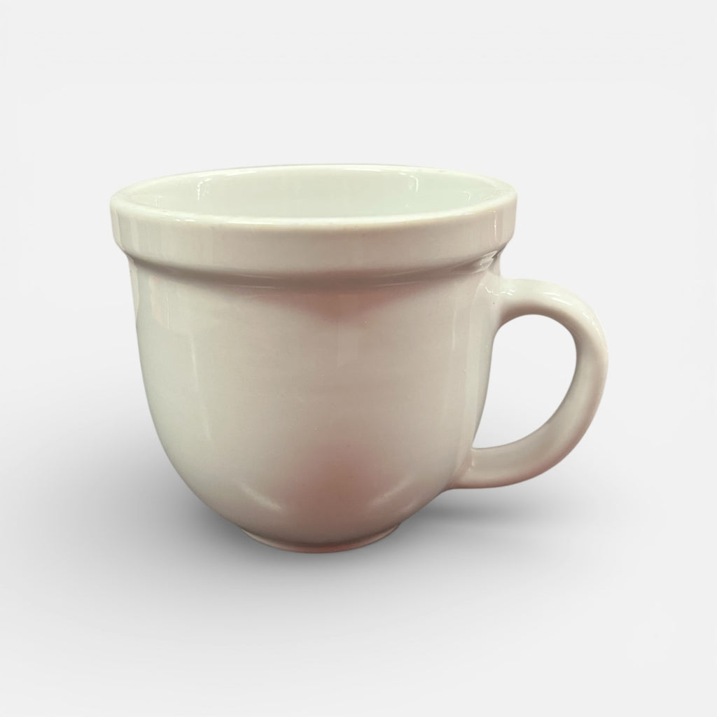 Vintage Style Pottery Barn Suppertime Du Jour White Ceramic Mug 4"D x 3.5"H