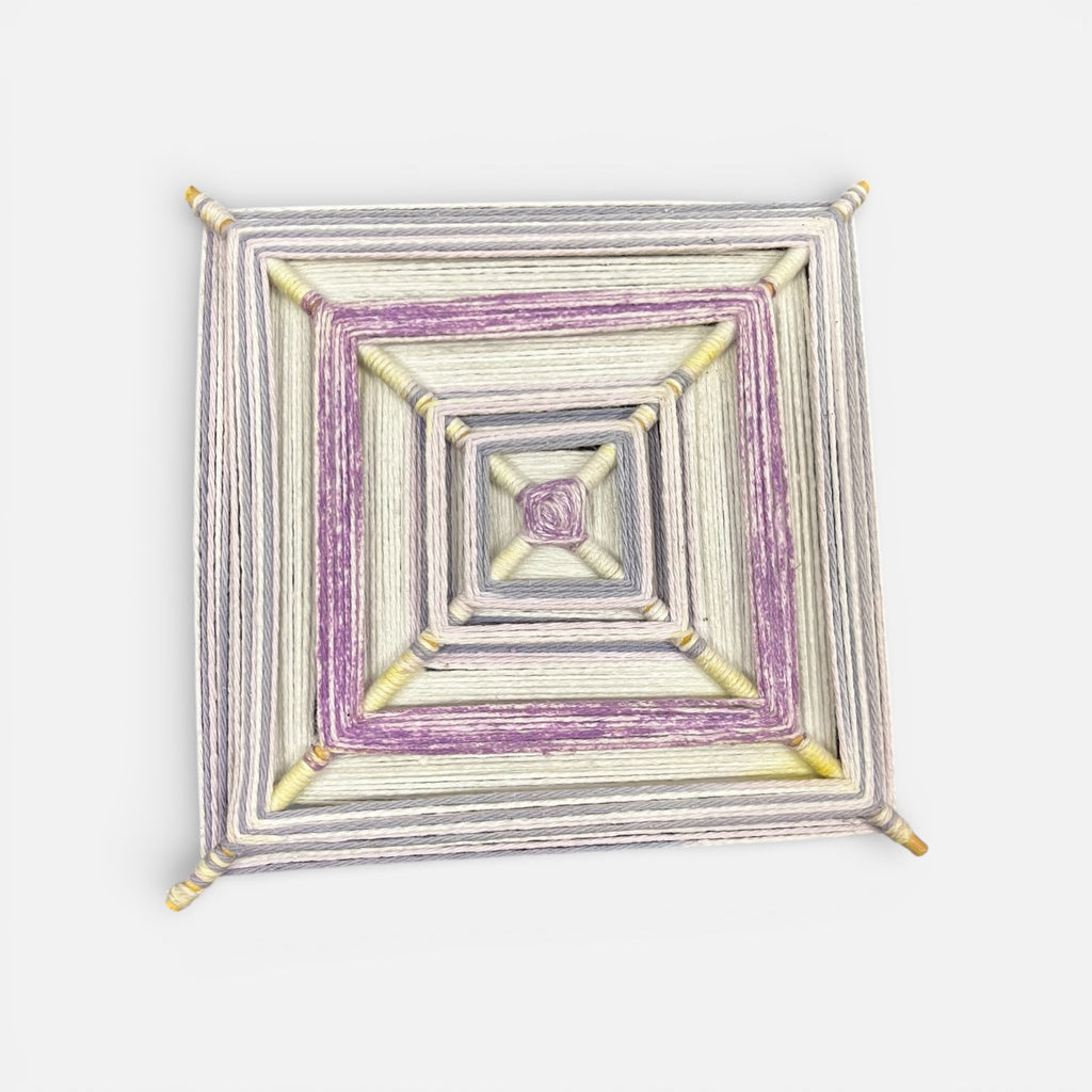Handwoven God's Eye Yarn Mandala Boho Wall Art 8" x 8"