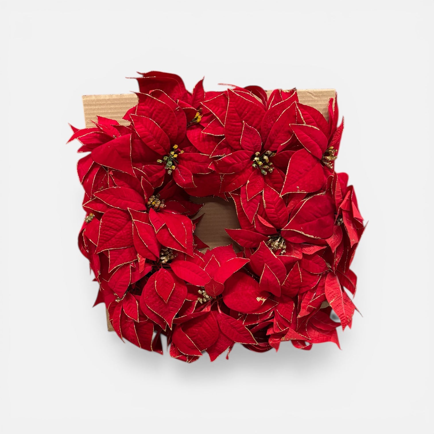 Red Poinsettia Wreath 21"