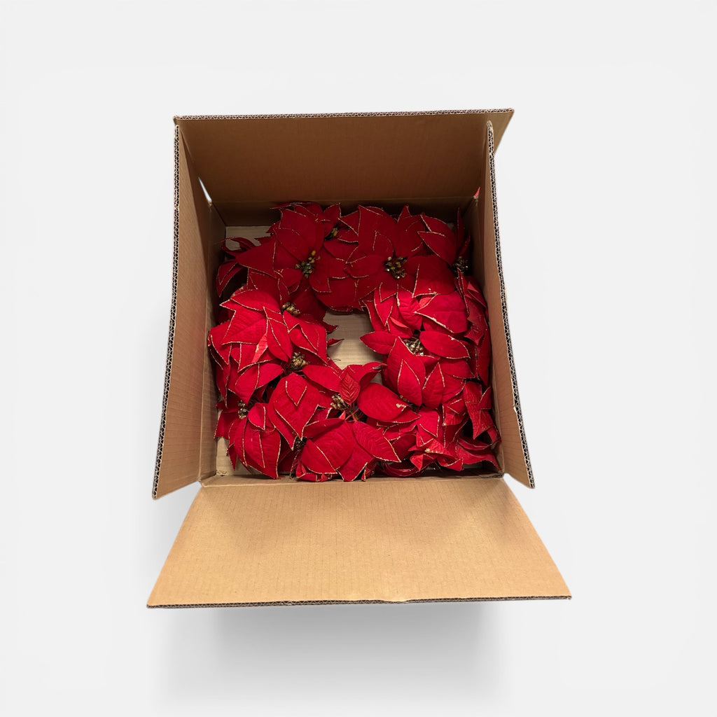 Red Poinsettia Wreath 21"