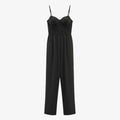 Women's Black Velvet Bustier Wide Leg Jumpsuit Size: S
