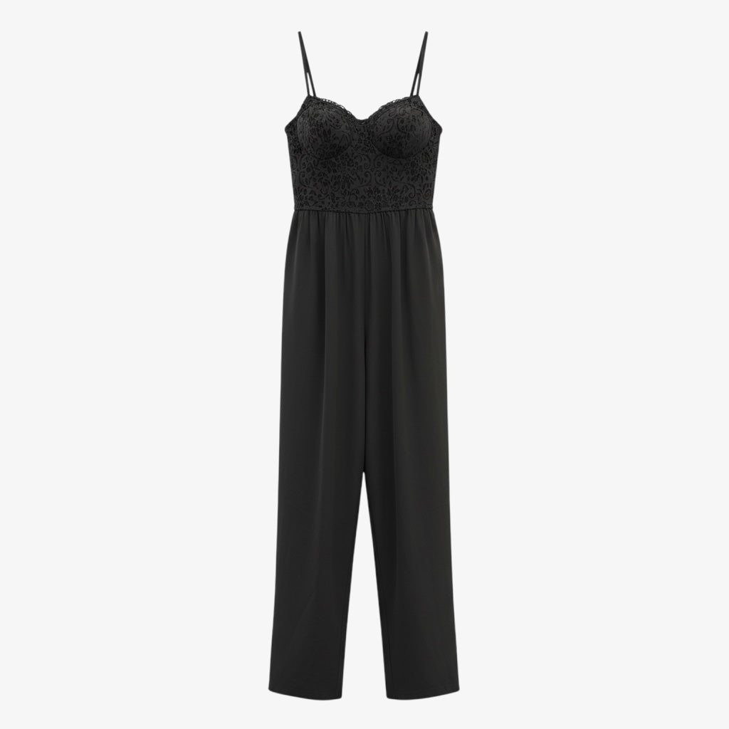 Women's Black Velvet Bustier Wide Leg Jumpsuit Size: S
