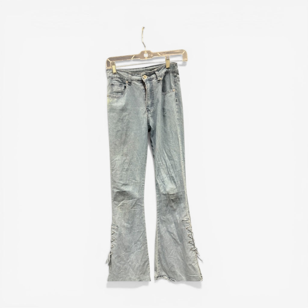 Women Lace Up Flare Jeans Size: S