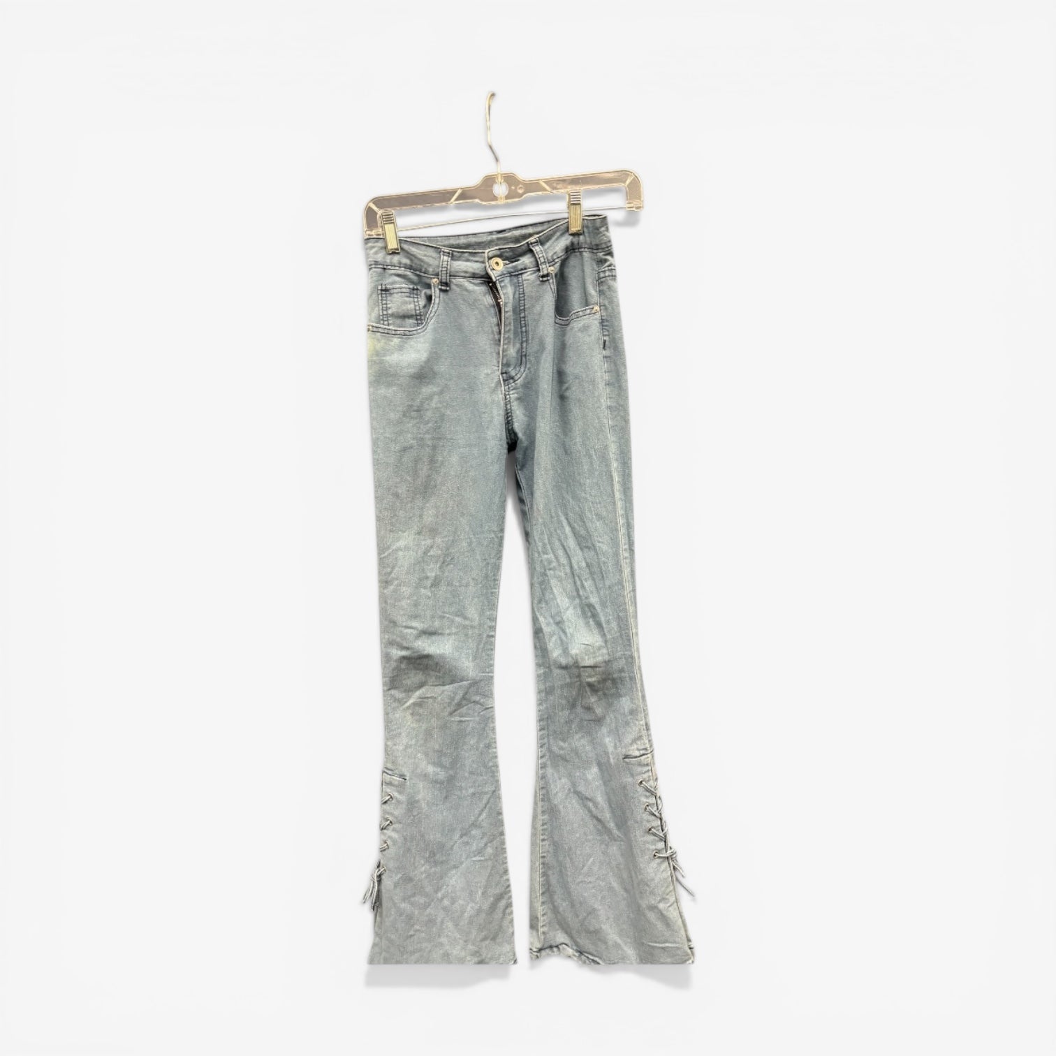 Women Lace Up Flare Jeans Size: S