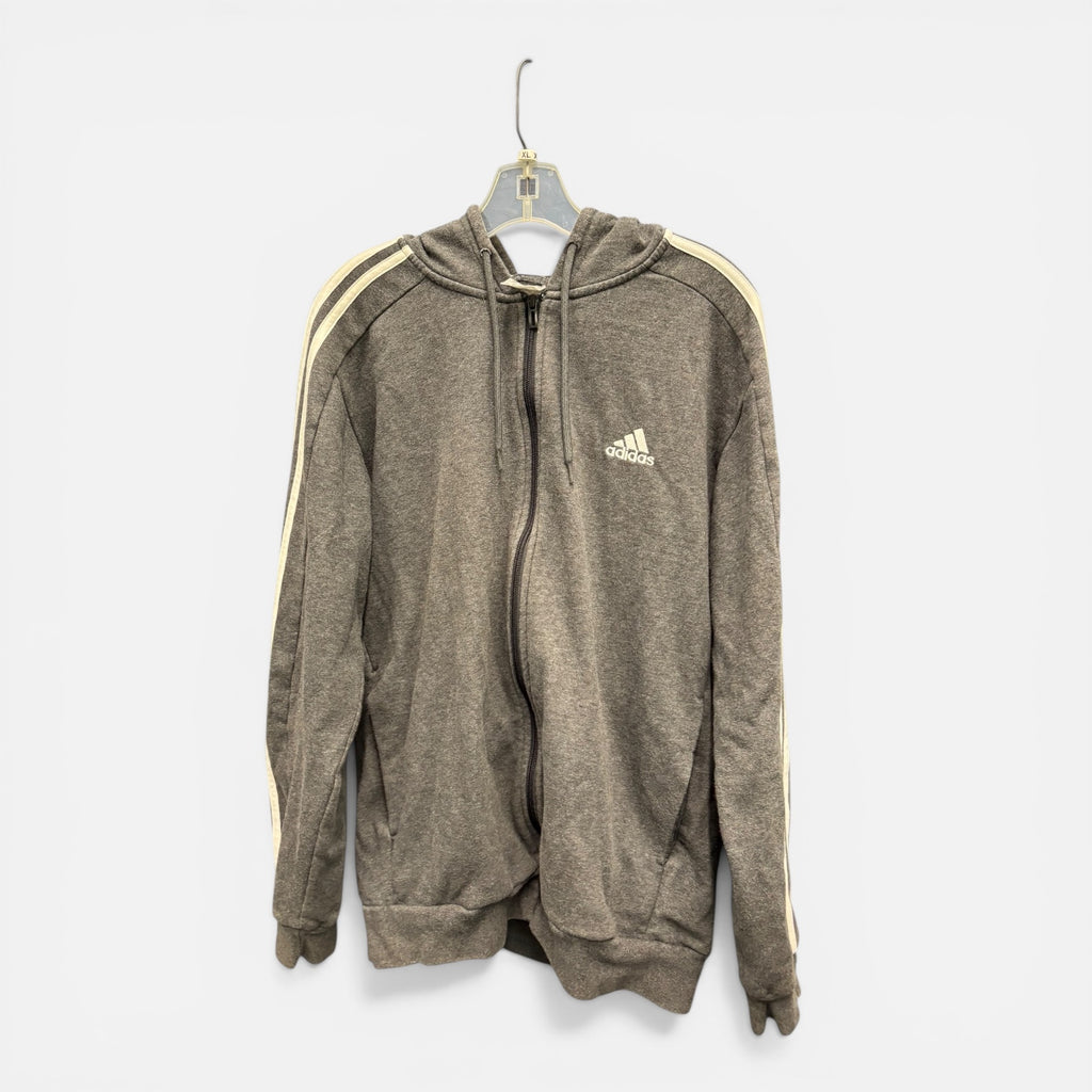 Adidas Essentials Fleece 3-Stripes Zip-Up Hoodie in Gray Size: XL