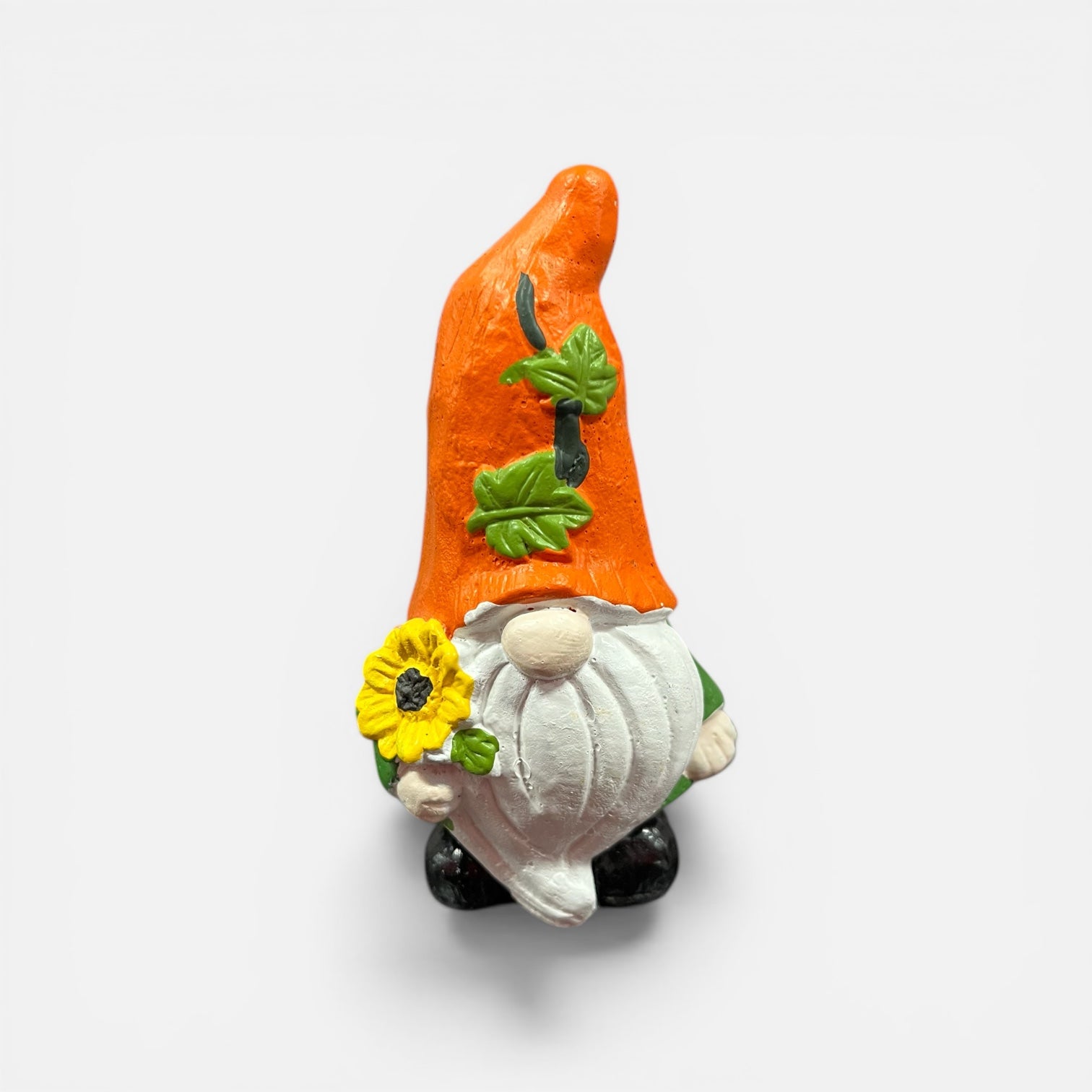 Vintage Handmade Resin Gnome Figurine Sunflower 5"H