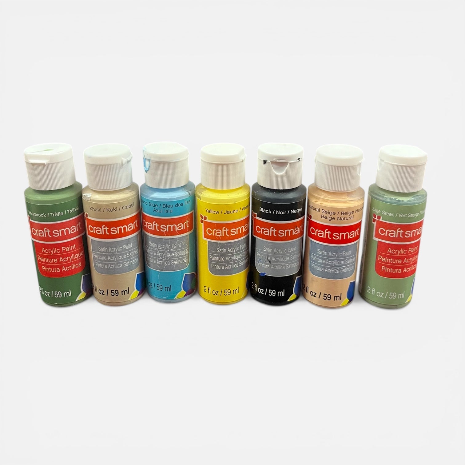 Craft Smart Acrylic Paint Set 7 Assorted Colors 2 fl oz / 59 mL