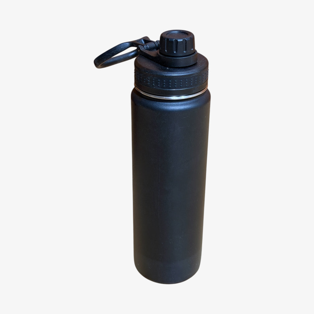 ThermoFlask Double Wall Vacuum Insulated Stainless Steel Water Bottle with Spout Lid 24oz Pitch Black