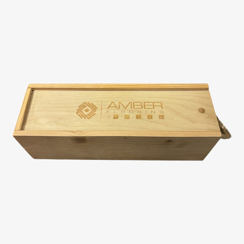 Amber Flooring & Tulip Wooden Wine Box with Sliding Lid and Rope 14" x 5"