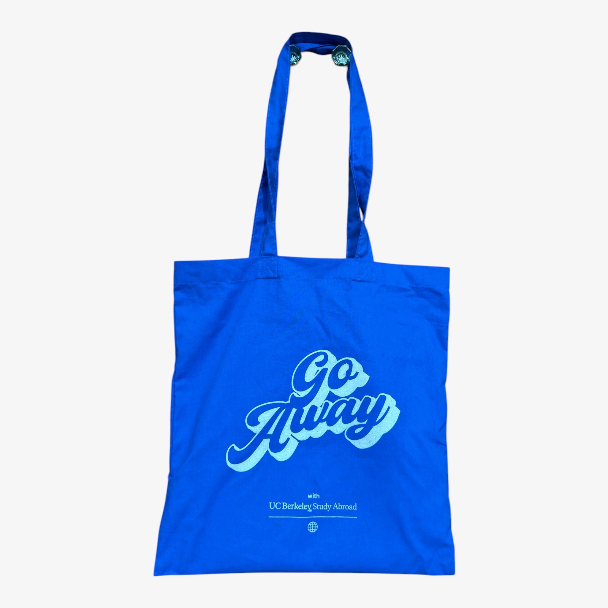 "Go Away" with UC Berkeley Study Abroad Blue Cotton Tote Bag