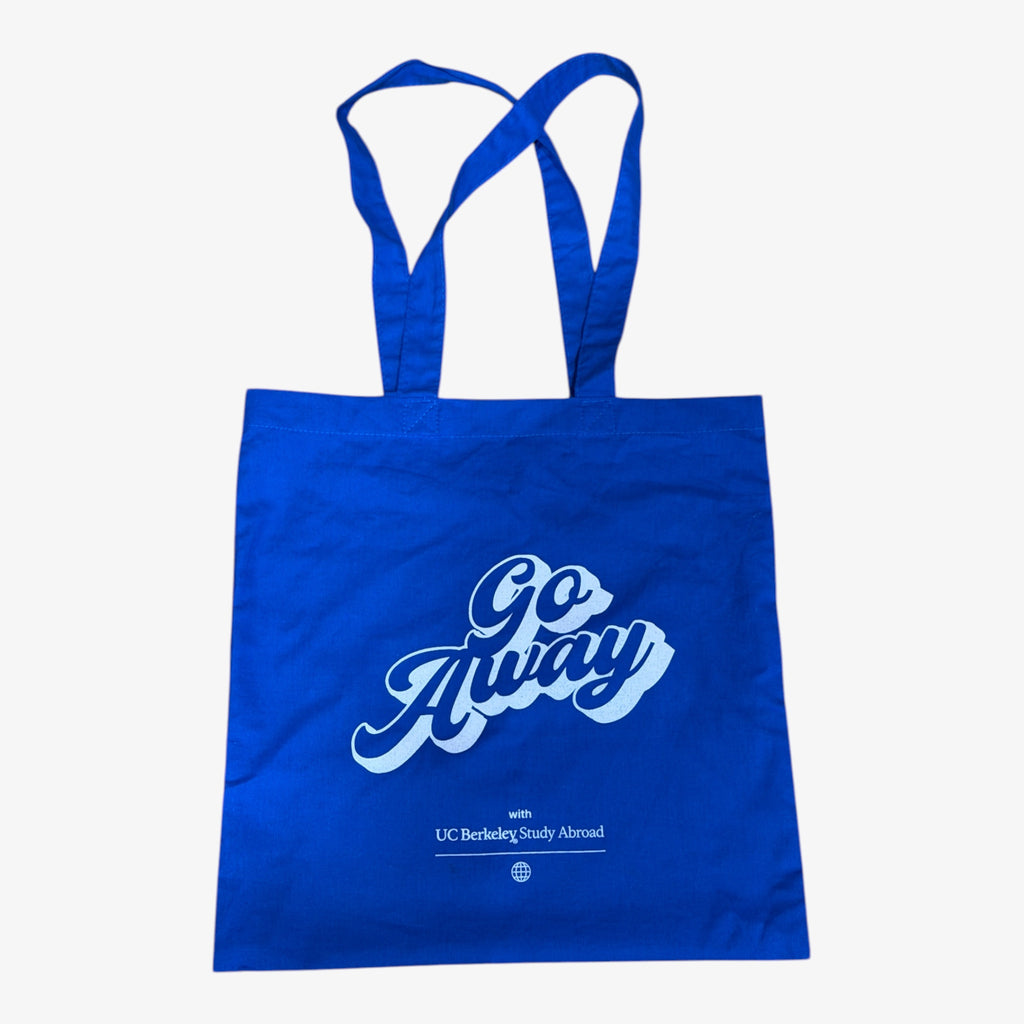 "Go Away" with UC Berkeley Study Abroad Blue Cotton Tote Bag