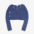 Aeropostale Long Sleeve Button-Front Cropped Flyaway Cardigan Zen Blue Size: M