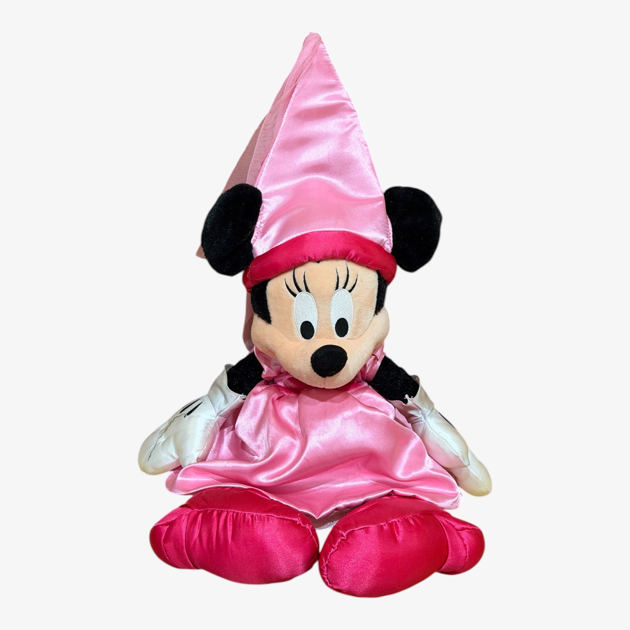 Disney Parks Princess Minnie Mouse Magic Kingdom Pink Satin Dress Plush 22"H