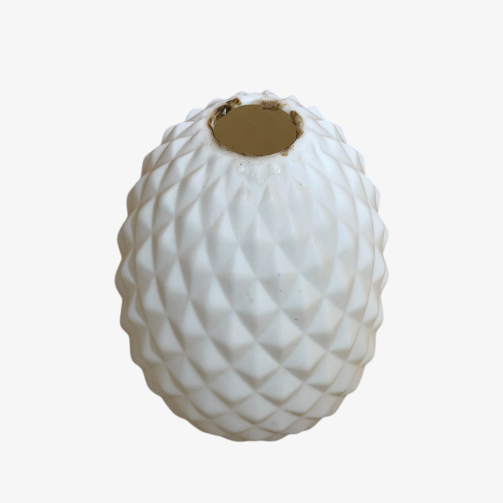 White Ceramic Pinecone Vase 5"H