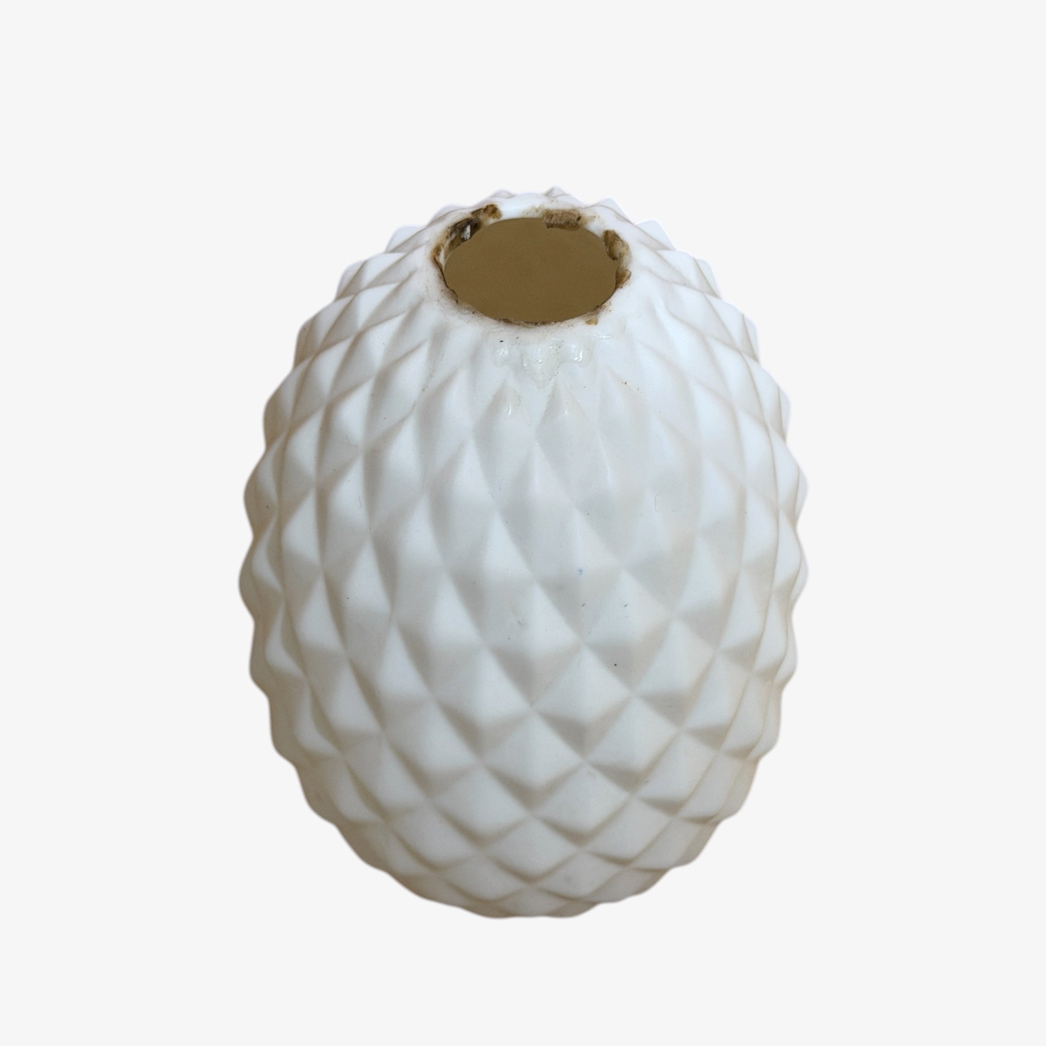 White Ceramic Pinecone Vase 5"H
