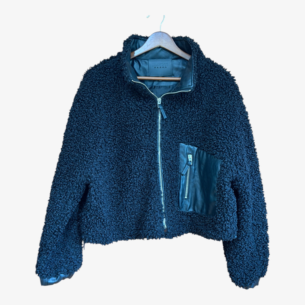 BlankNYC Faux Shearling Bomber Jacket Black Size: M