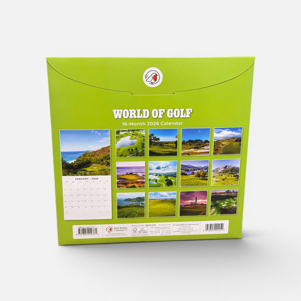 Red Robin Publishing 2026 World of Golf Calendar 12" x 12"