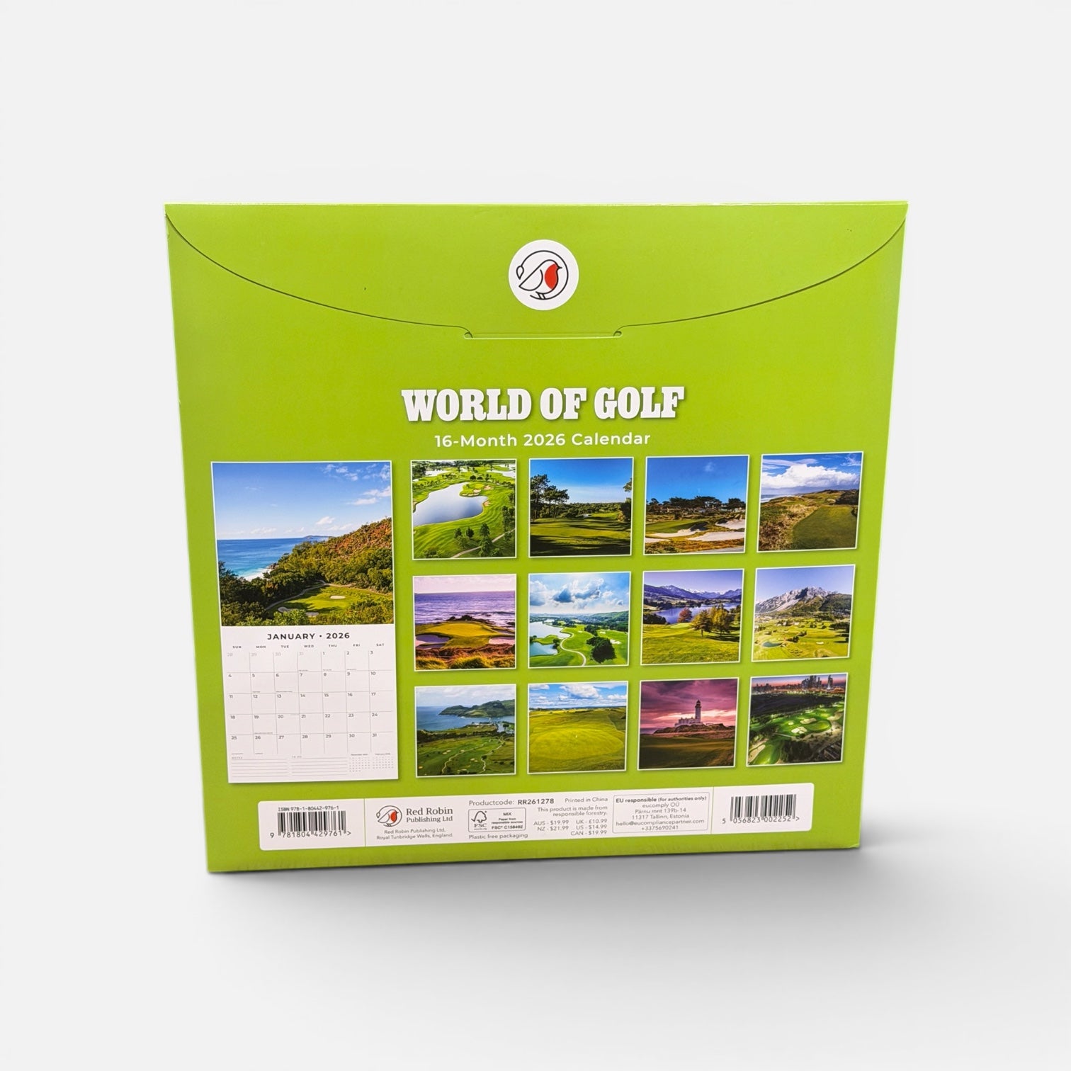 Red Robin Publishing 2026 World of Golf Calendar 12" x 12"