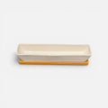 Rectangular White Ceramic Succulent Planter w/Bamboo Saucer 11" x 3" x 2"