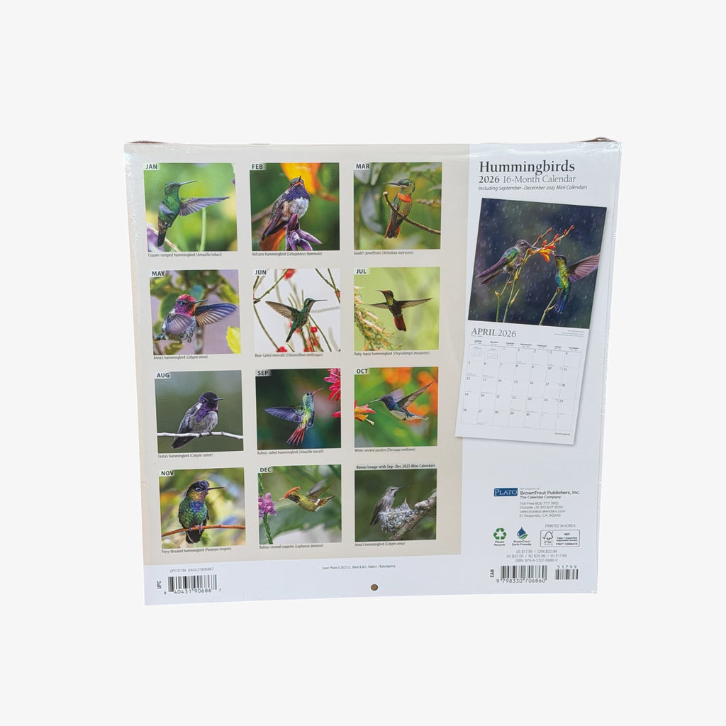 BrownTrout Publishers HUMMINGBIRDS 2026 16-Month Calendar 12" x 12"