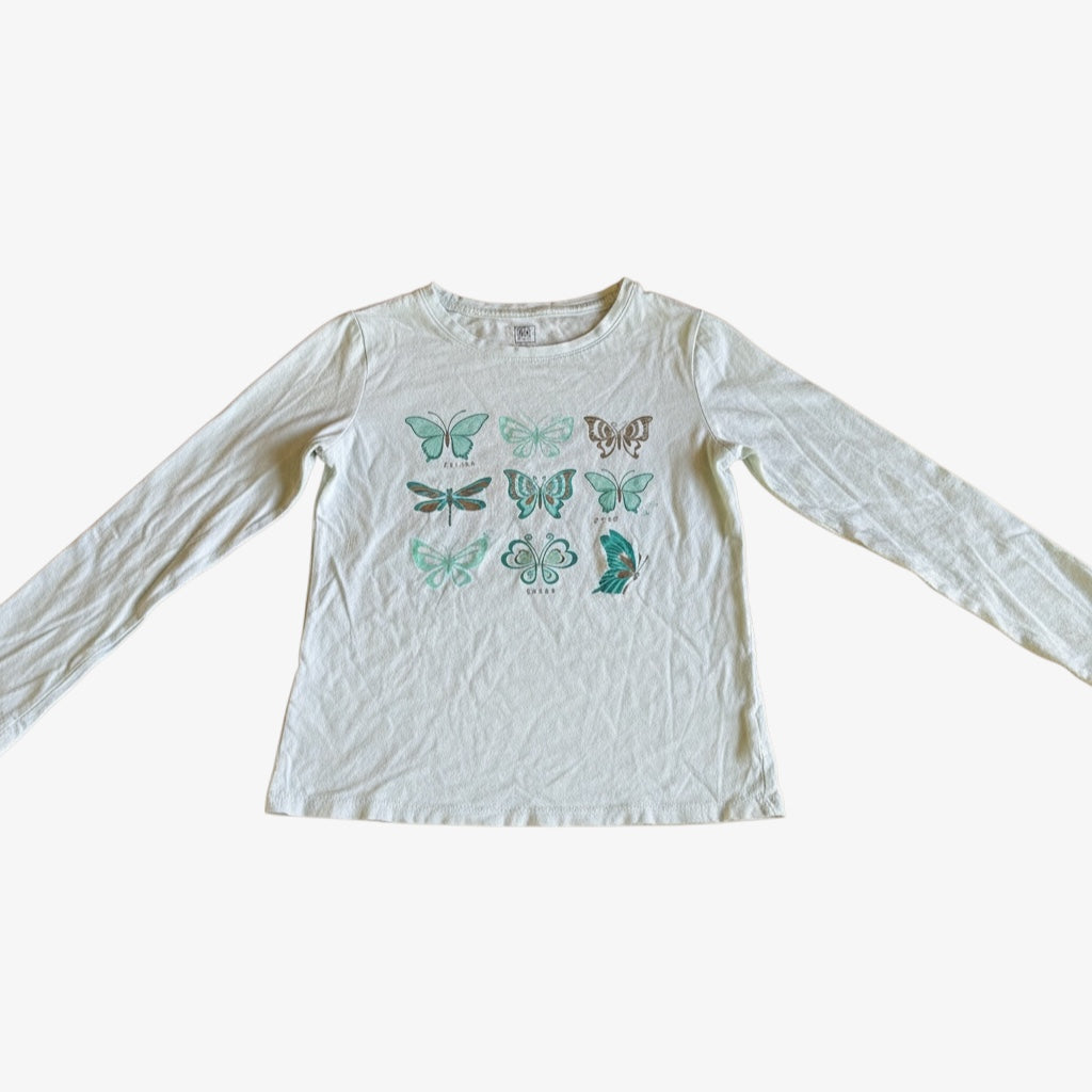 Gap Cotton Long Sleeve Tee Butterfly Graphic Print Size: XL (12)