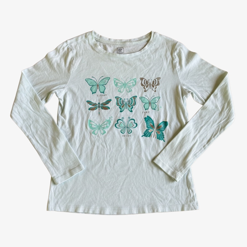 Gap Cotton Long Sleeve Tee Butterfly Graphic Print Size: XL (12)