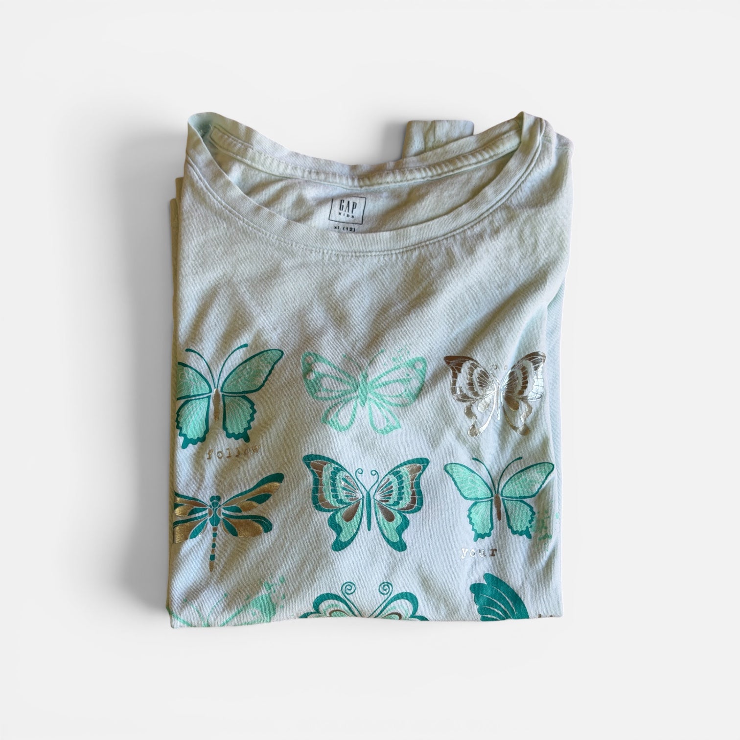 Gap Cotton Long Sleeve Tee Butterfly Graphic Print Size: XL (12)
