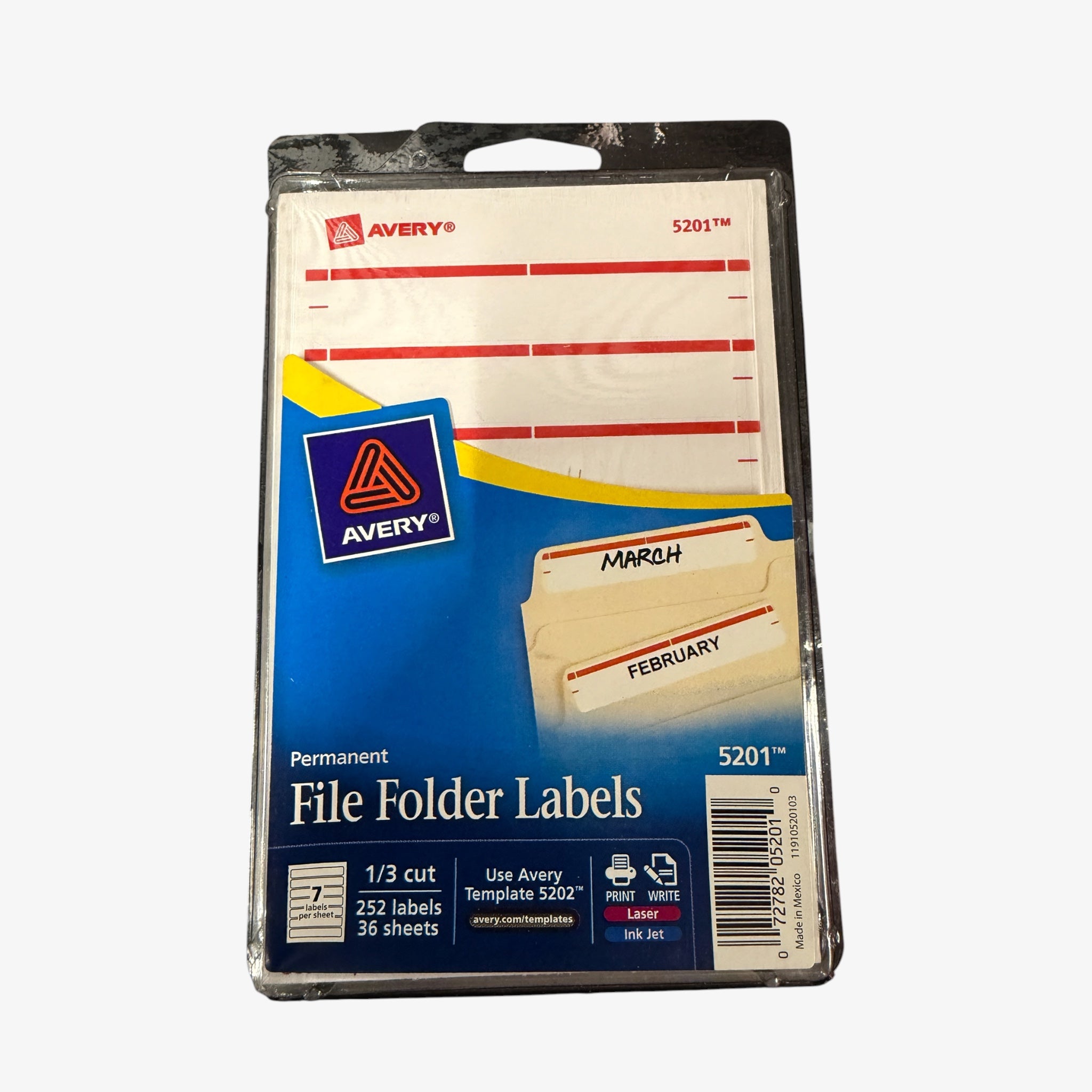 Avery 5201 White Permanent File Folder Labels with a Red Stripe