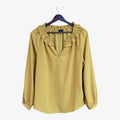 J.Crew Drapey Ruffleneck Blouse Mustard Yellow Size: S