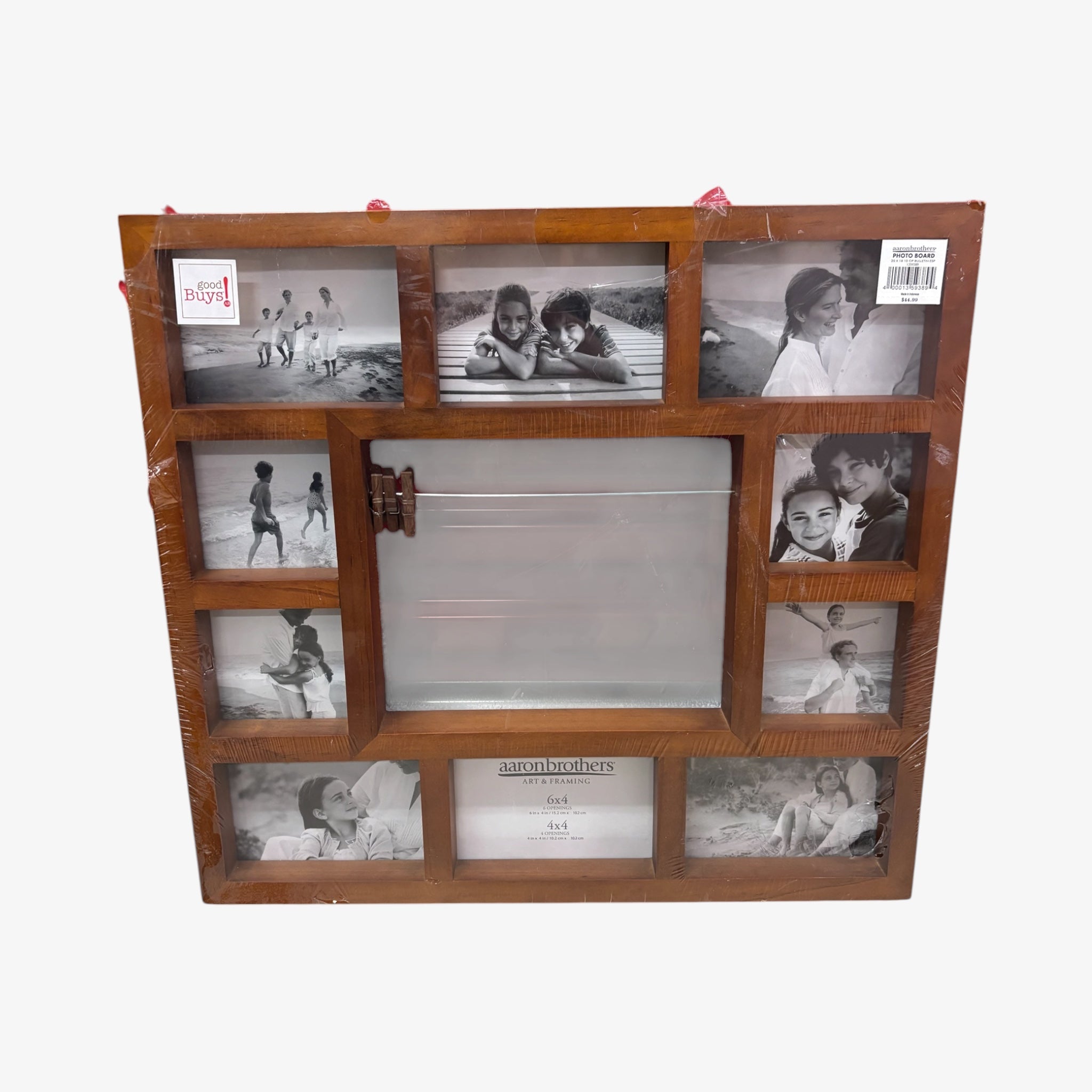 Aaron Brothers Art & Framing Brown Wooden Photo Collage Frame with 11 Openings 20" x 18"