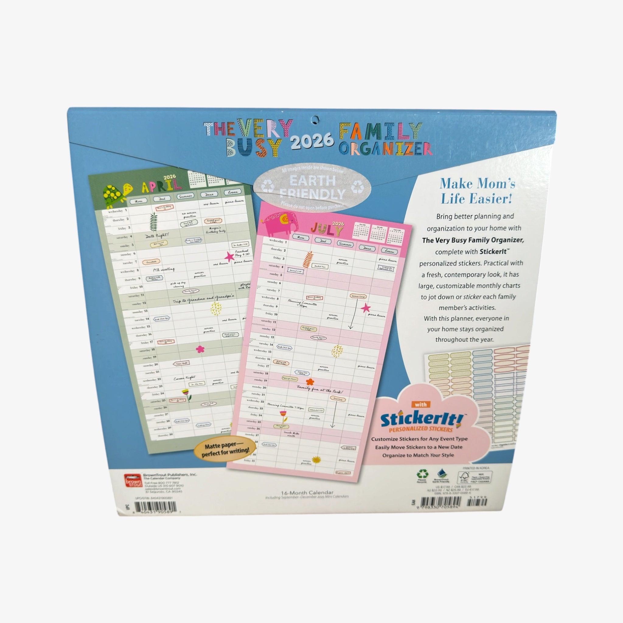 BrownTrout Mom's 2026 Family Planner 12" x 12"