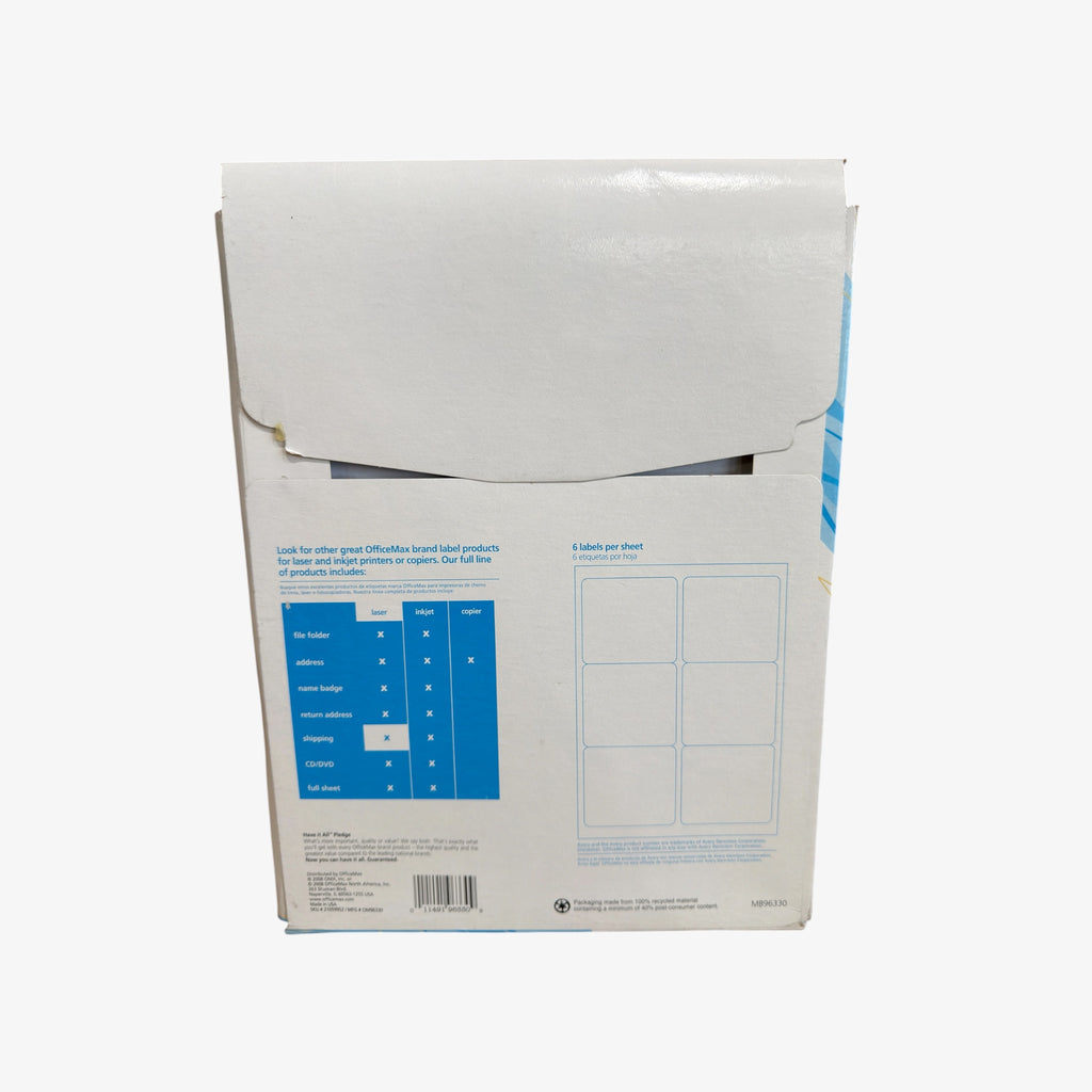 OfficeMax 3-1/3 x 4 Laser White Shipping Labels