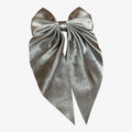 Silver Oversize Satin Hair Bow