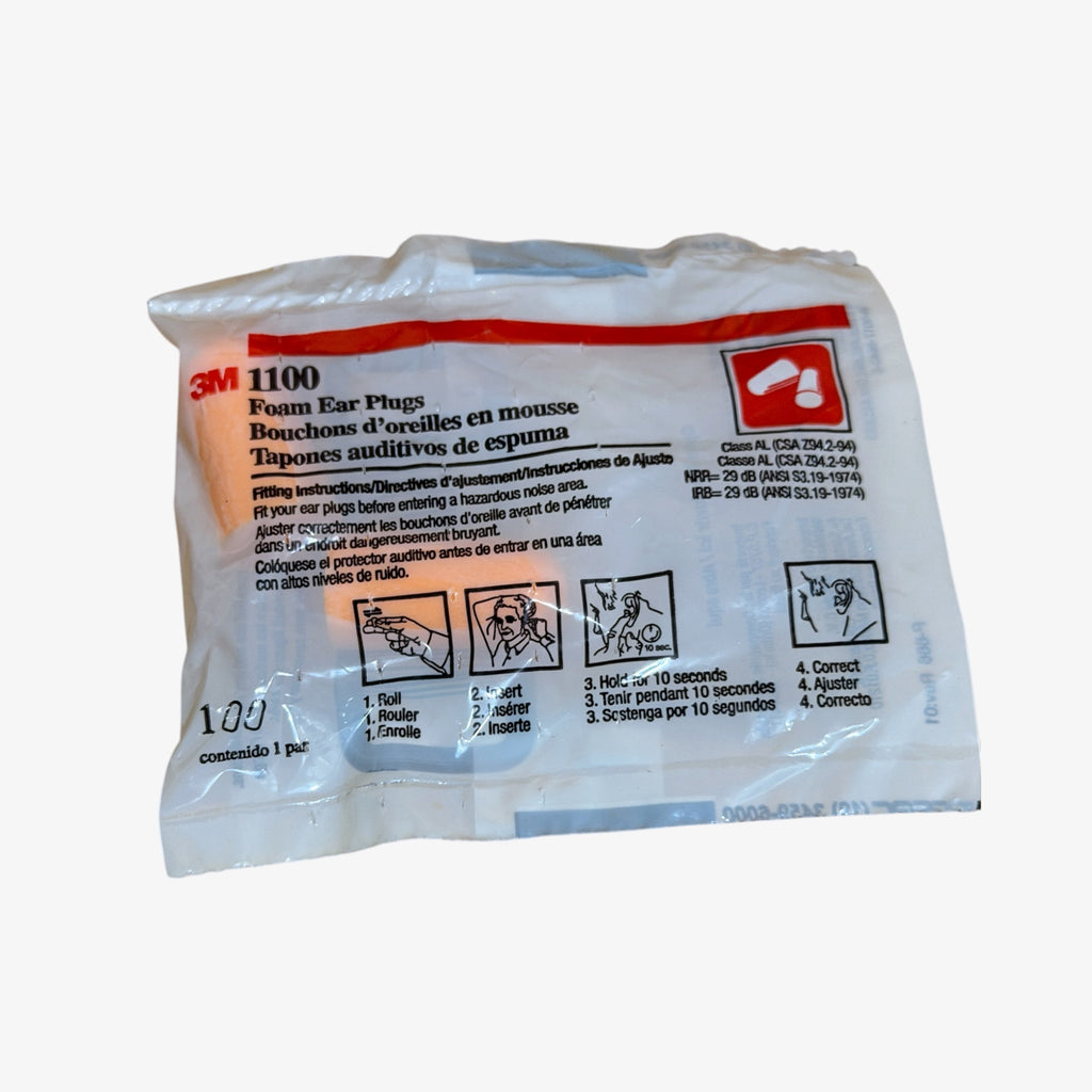 3M 1100 Disposable Foam Earplugs 1 Pair