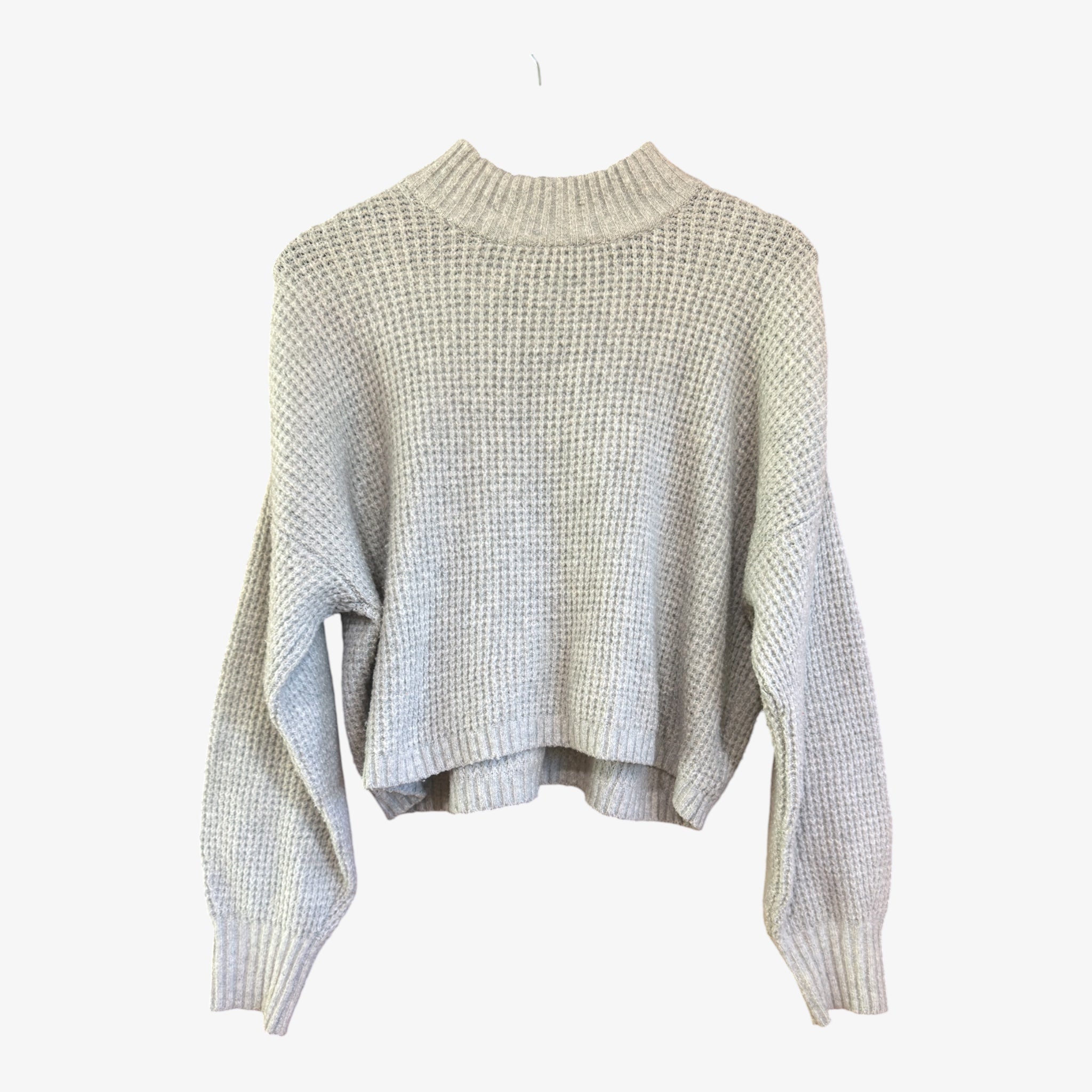 Hollister Waffle Knit Mock Neck Sweater Grey Size: S