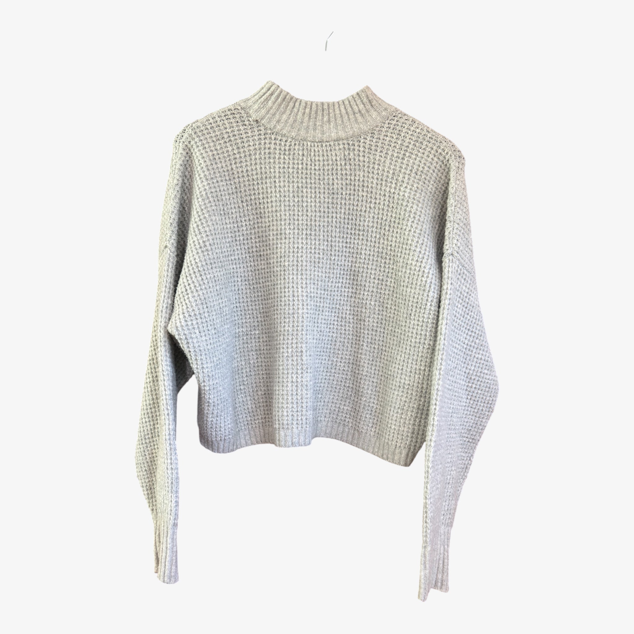 Hollister Waffle Knit Mock Neck Sweater Grey Size: S