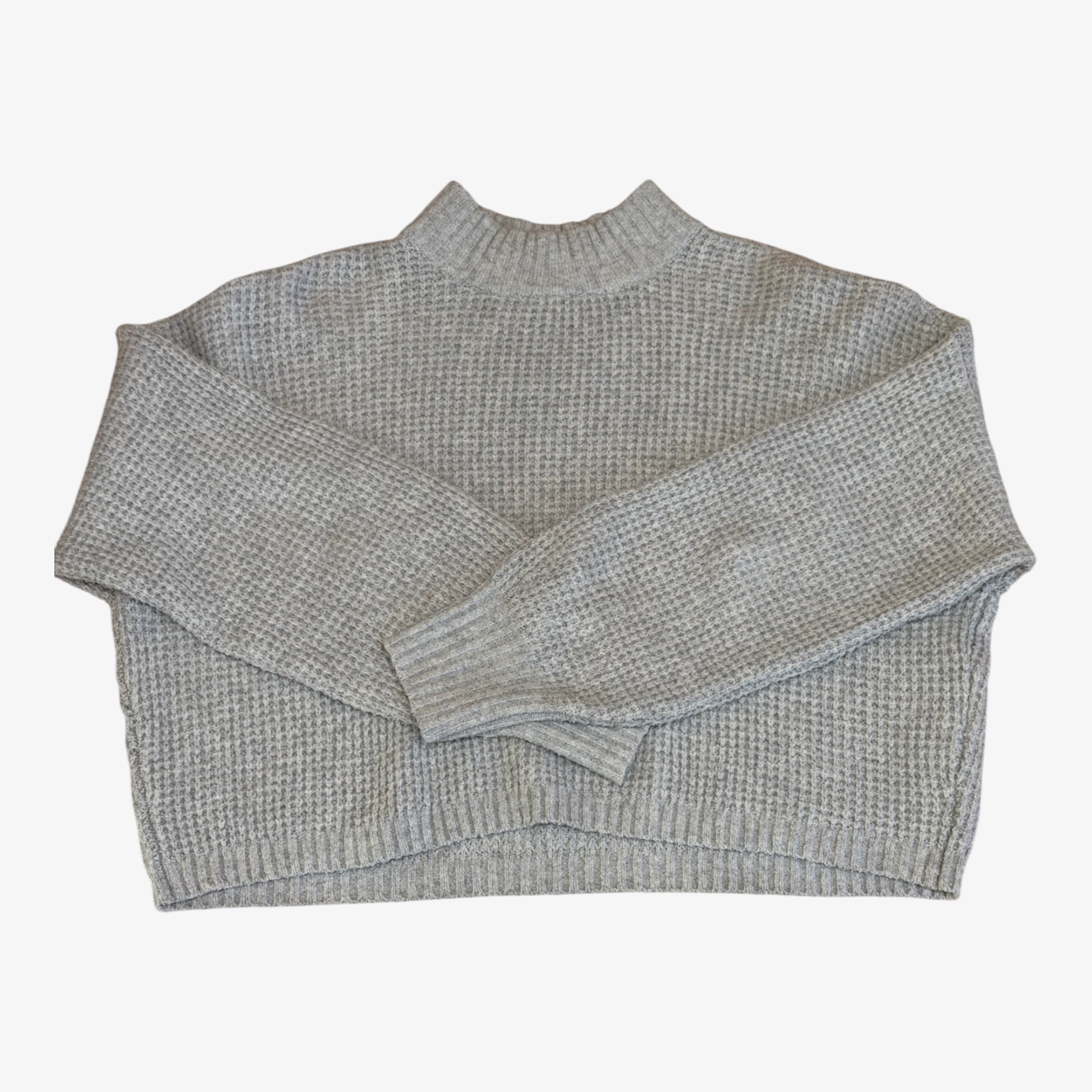 Hollister Waffle Knit Mock Neck Sweater Grey Size: S