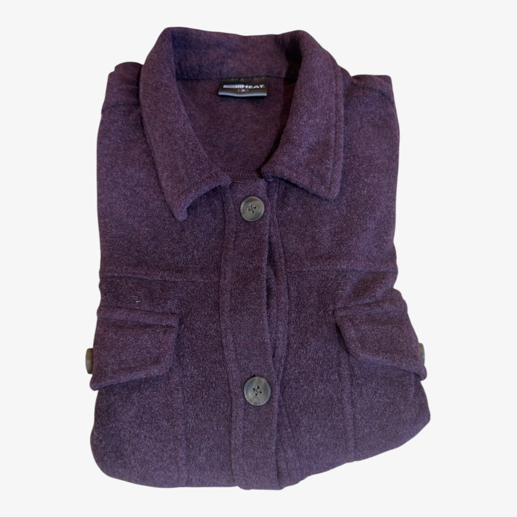 32 Degrees Heat Women's Soft Button-Up Shirt Jacket Eggplant Size: M
