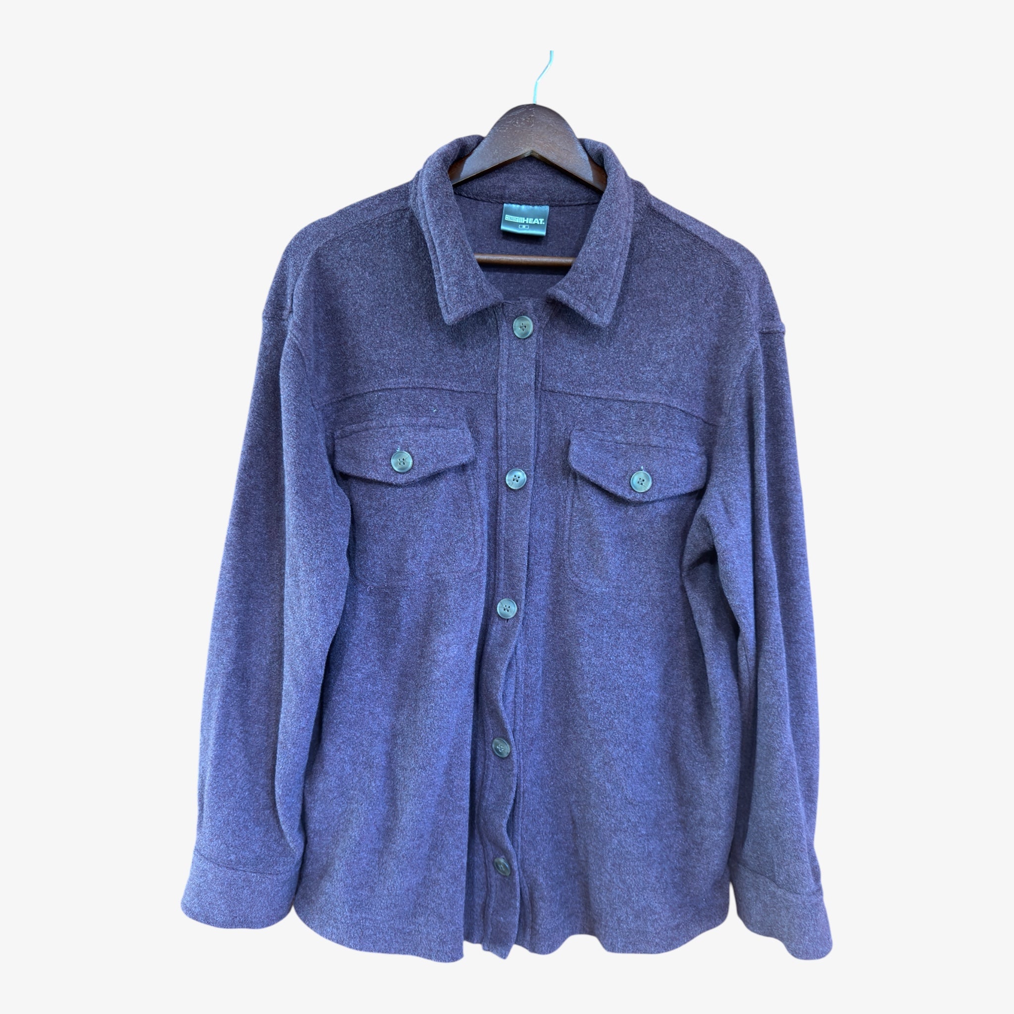32 Degrees Heat Women's Soft Button-Up Shirt Jacket Eggplant Size: M