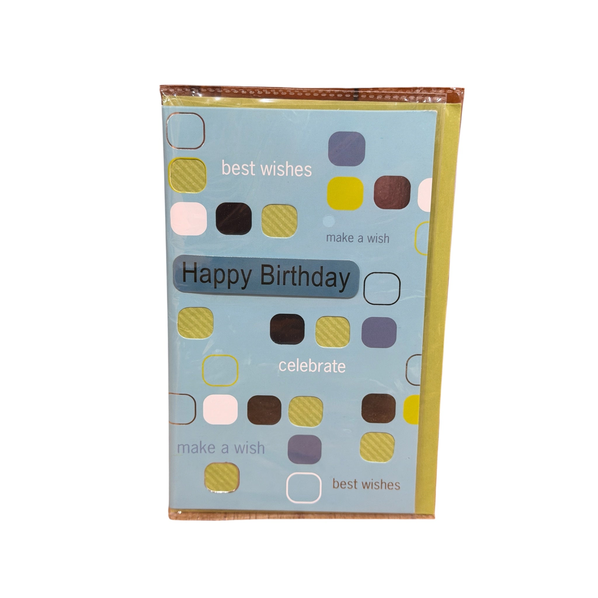Daiso Paper Craft Modern Square Design "Happy Birthday" Card With Envelope 5" x 8"