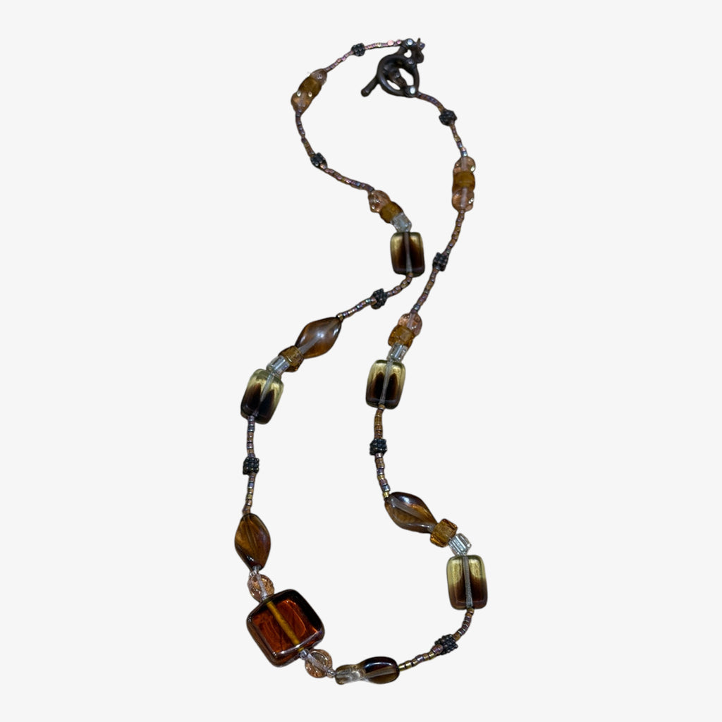 Vintage Handmade Glass Beaded Necklace 18"L