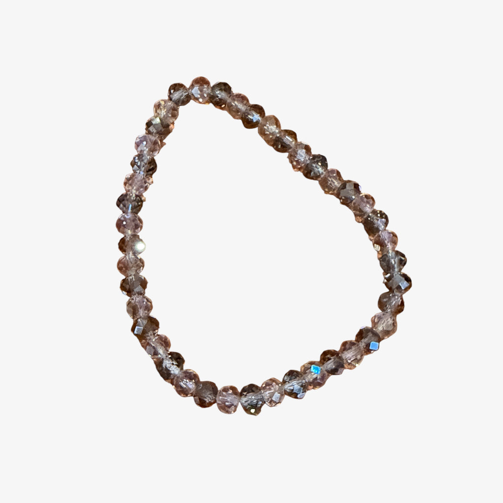 Vintage Handmade Pink Smoky Quartz Beaded Bracelet Elastic Band